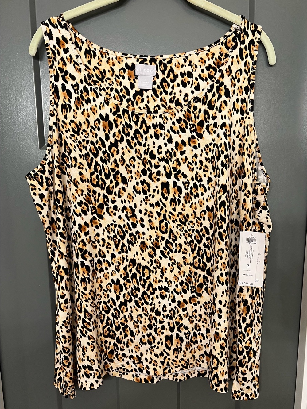 Chico's Leopard Print Sleeveless Tank - Cream, Black & Brown size 3 (XL)